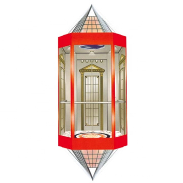 Пентагональный титановый стеклянный световой осмотр лифта лифта пассажирский лифт